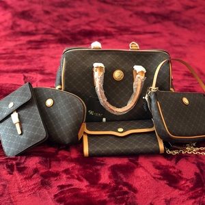 Rioni~ 5 piece set ~ Boston Handbag plus accessories made in Italy matching NWT